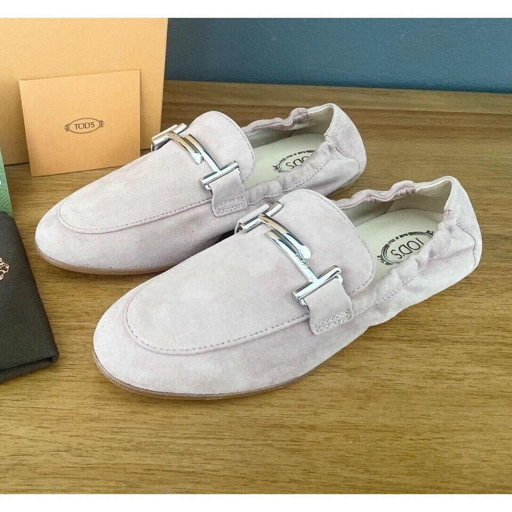 TOD's Women Pink‎ Suede 79A Moccasino Doppio Slip on Loafer shoe, Sz 40